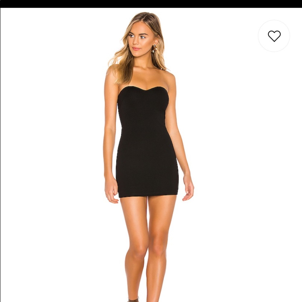 Black strapless mini dress